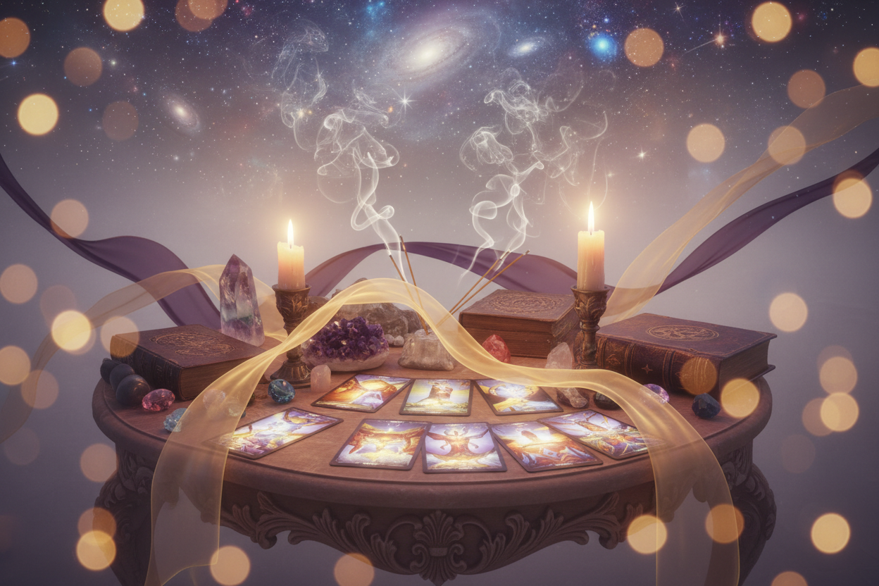 foto mistica y luminosa sin bola de cristal